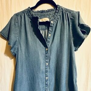 6 LOFT blue denim button down dress